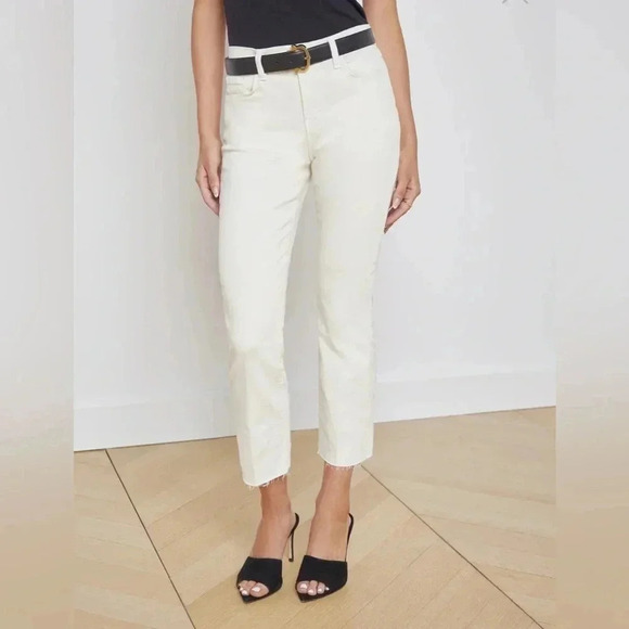 L'AGENCE Sada Slim-Leg Cropped Jean in Vintage White Sz 24 - Picture 1 of 11